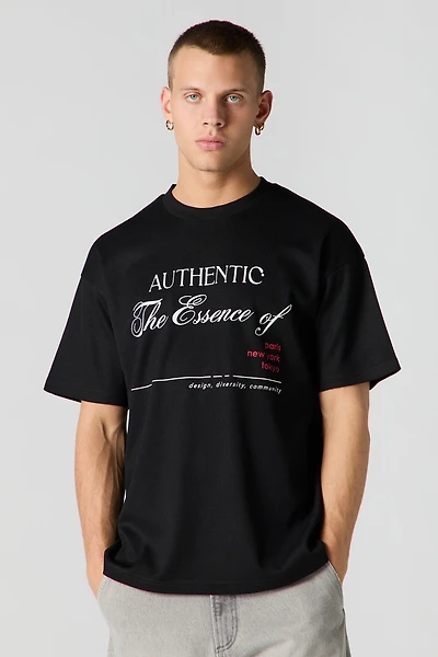 Authentic Graphic Textured T-Shirt