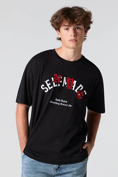 Self Made Embroidered Graphic T-Shirt