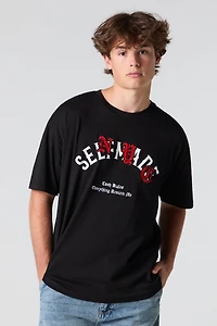Self Made Embroidered Graphic T-Shirt
