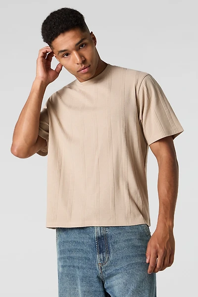 T-shirt carré texturé rayé