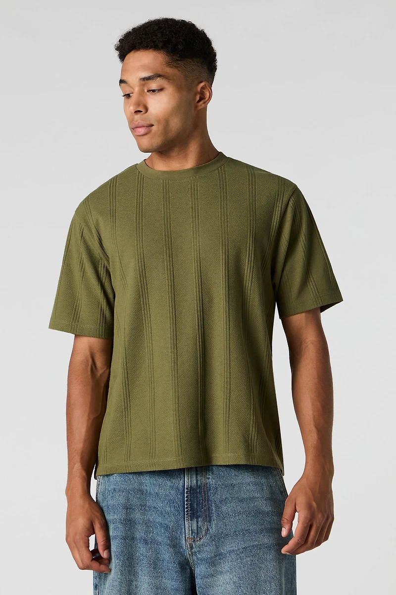Textured Striped Boxy T-Shirt