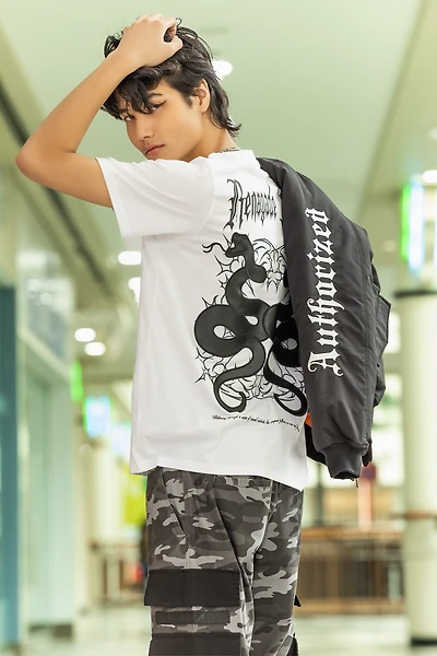 Faux Leather Snake Graphic T-Shirt