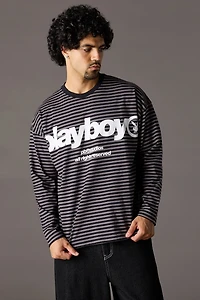 Playboy Striped Boxy Long Sleeve Top