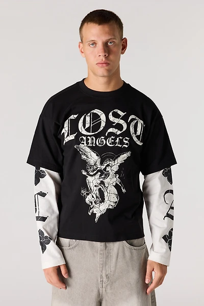 Graphic Layered Long Sleeve Top