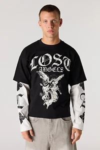 Graphic Layered Long Sleeve Top