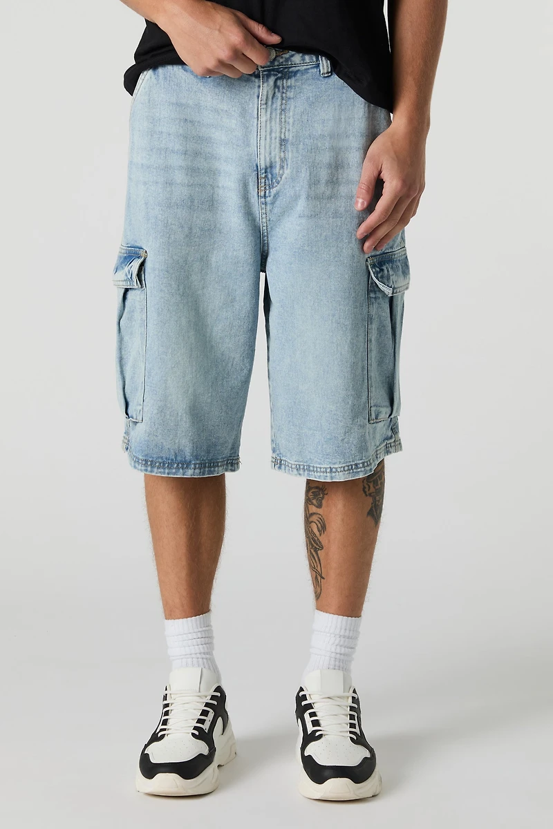 Short cargo en denim de planchiste