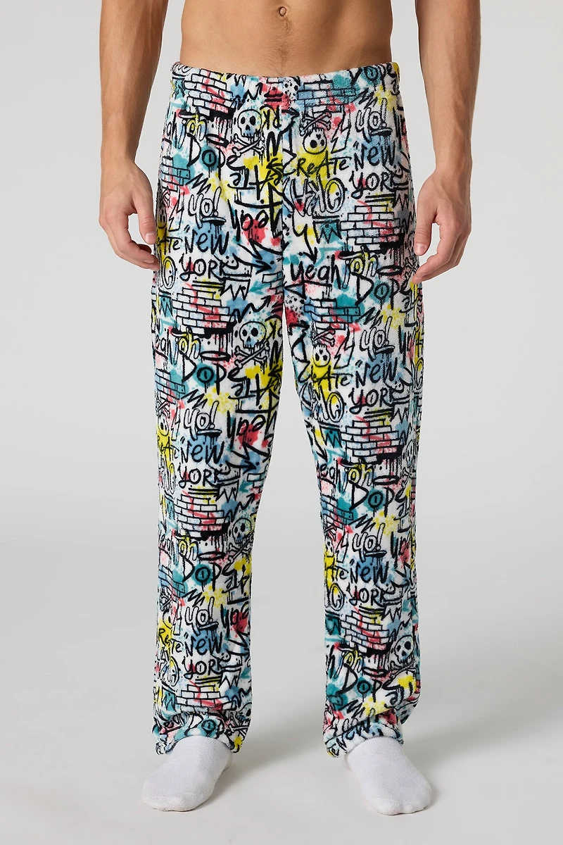 Printed Plush Pajama Pant