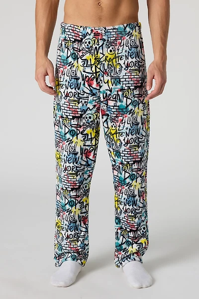 Printed Plush Pajama Pant