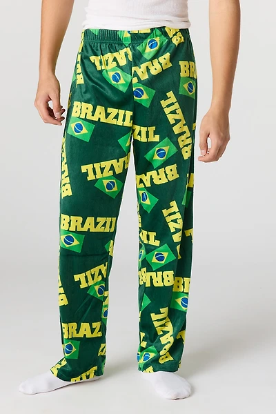 Brazil Print Plush Pajama Pant