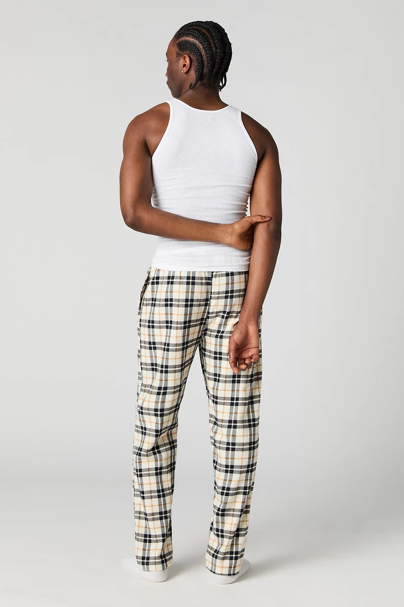 Flannel Plaid Print Pajama Pant