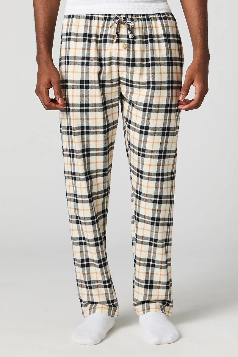 Flannel Plaid Print Pajama Pant