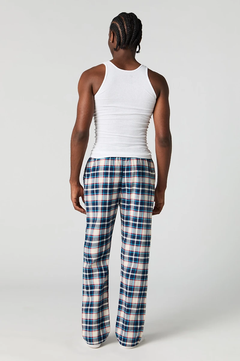 Flannel Plaid Print Pajama Pant