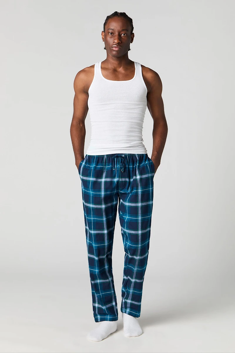 Flannel Plaid Print Pajama Pant