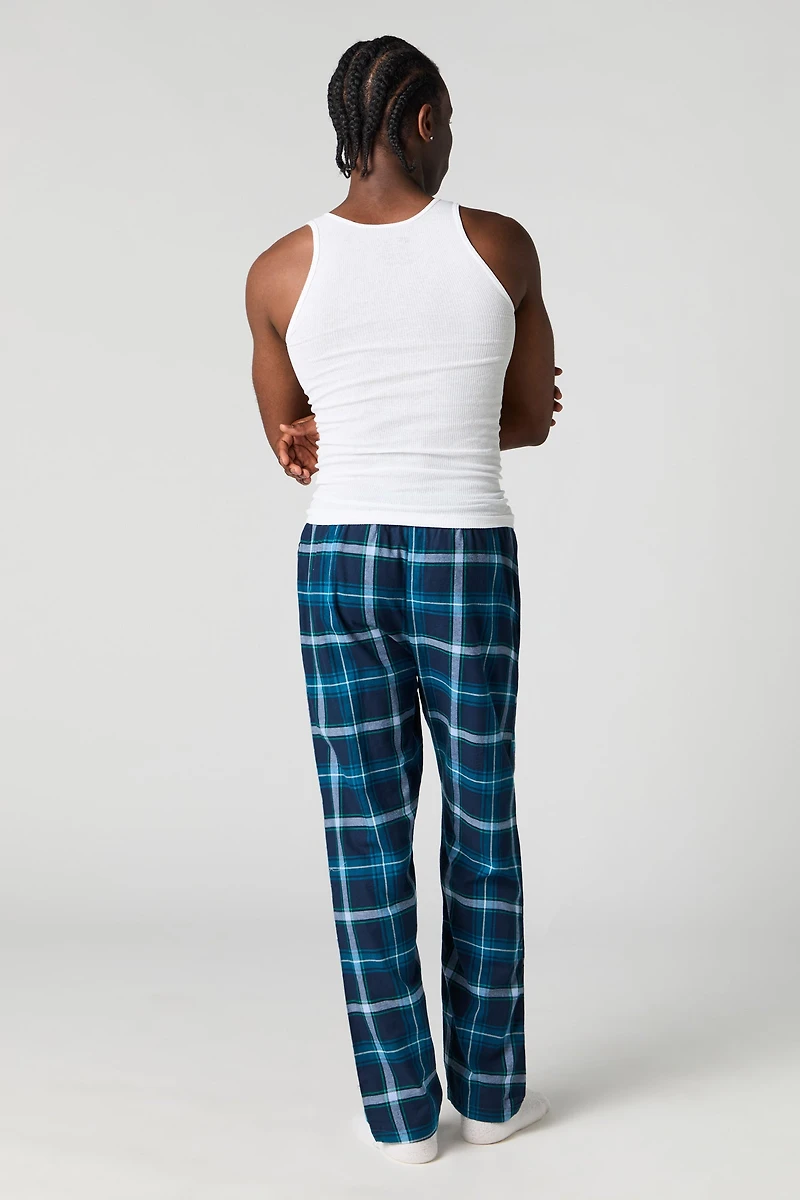 Flannel Plaid Print Pajama Pant
