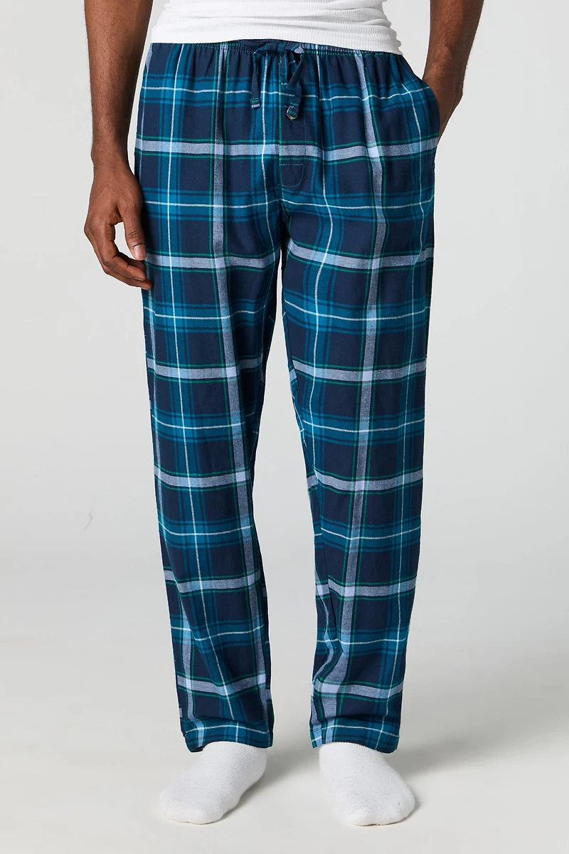 Flannel Plaid Print Pajama Pant