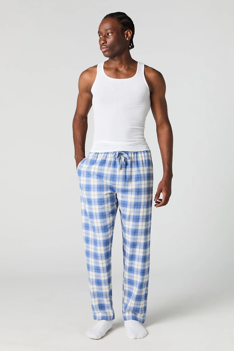 Flannel Plaid Print Pajama Pant
