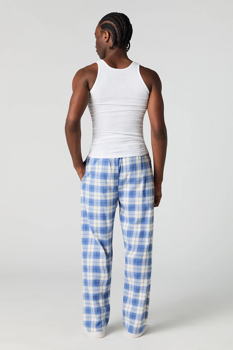 Flannel Plaid Print Pajama Pant