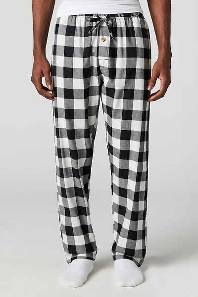 Flannel Plaid Print Pajama Pant