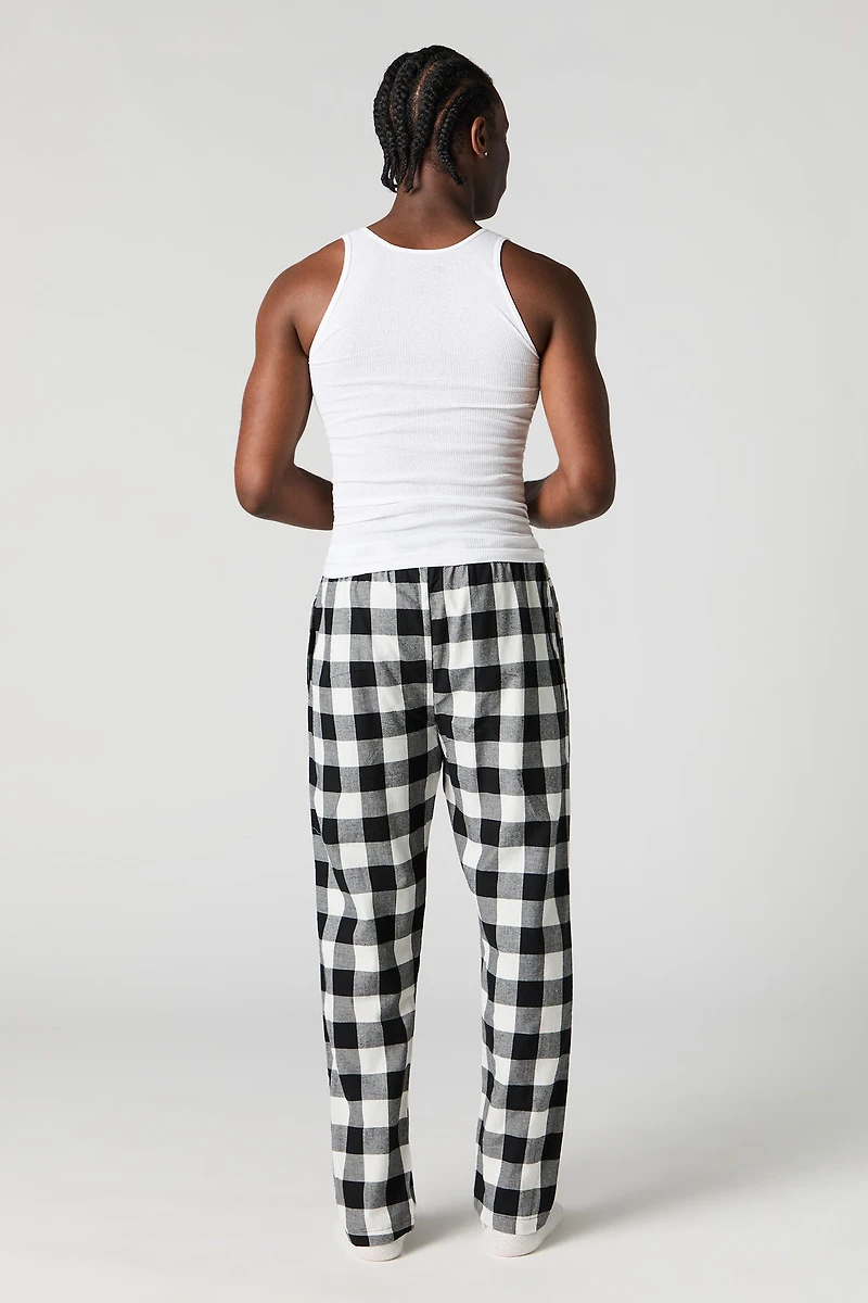 Flannel Plaid Print Pajama Pant