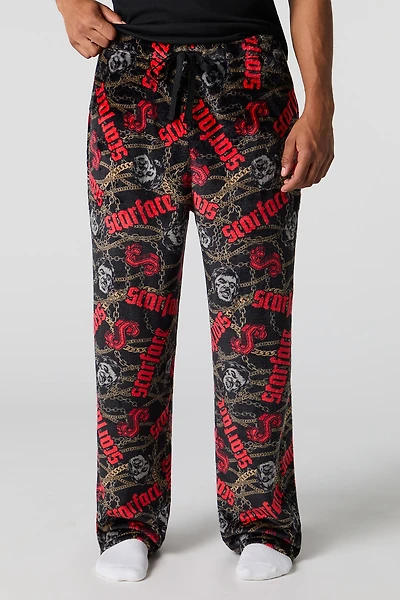Icon Print Plush Pajama Pant