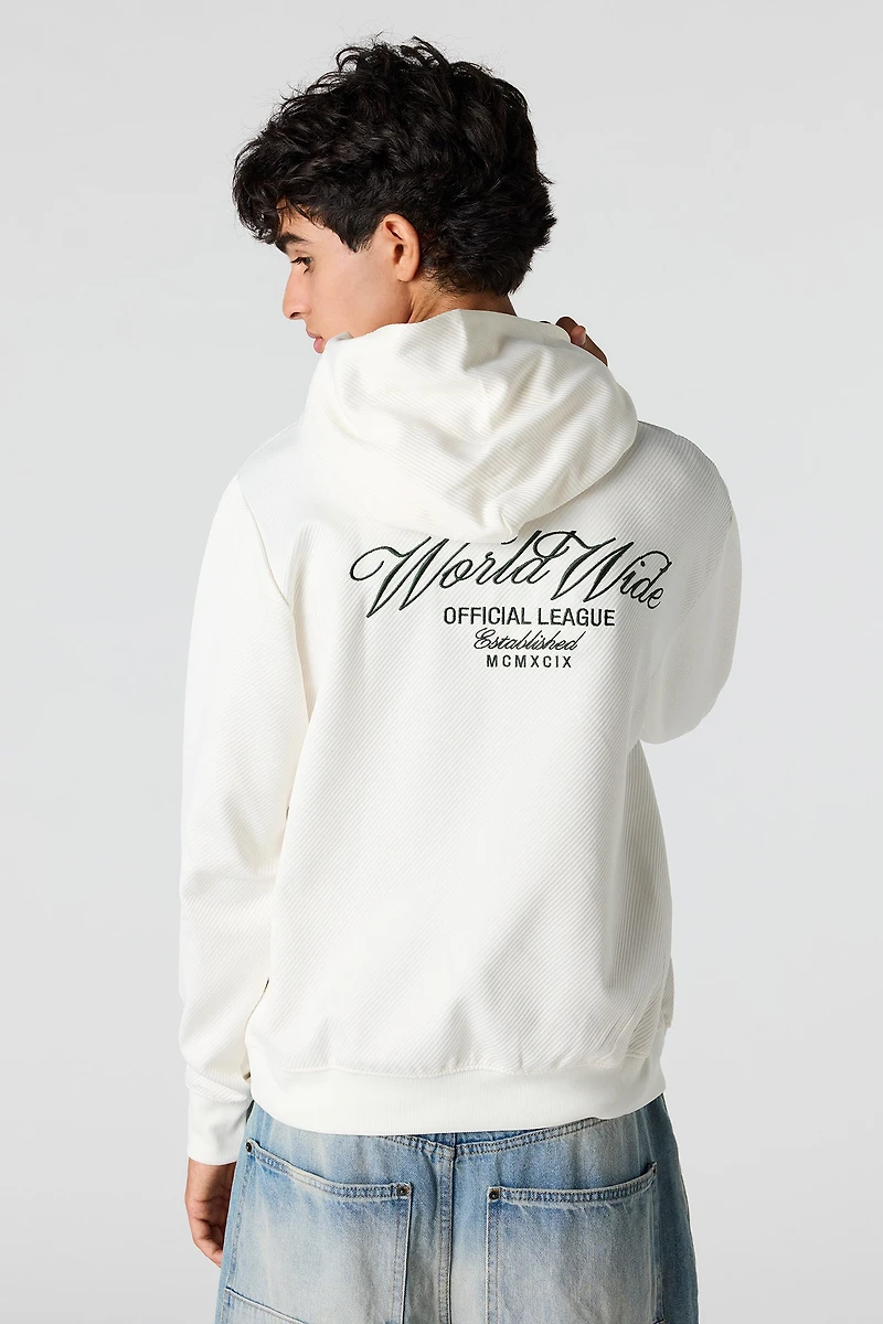 Haut à capuchon texturé avec motif brodé