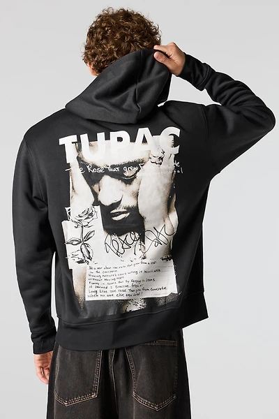 Tupac Rose Graphic Fleece Hoodie