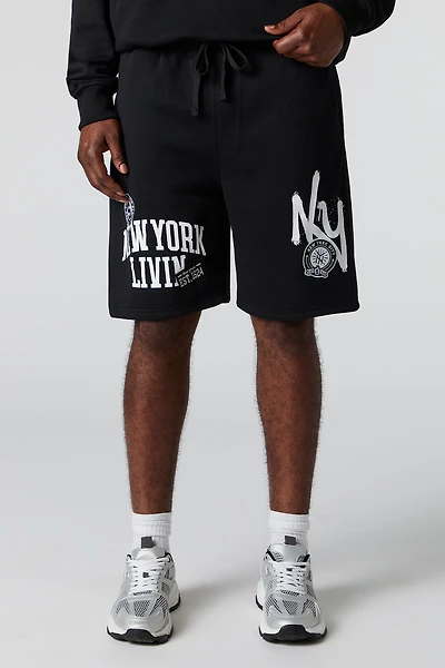 Short en molleton avec motif brodé New York