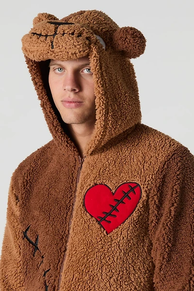 3D Heartbreak Bear Sherpa Onesie