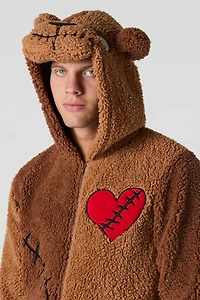 3D Heartbreak Bear Sherpa Onesie