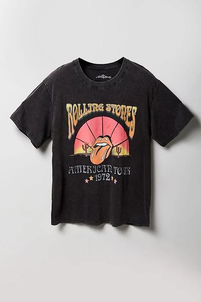 T-shirt délavé à imprimé Rolling Stones