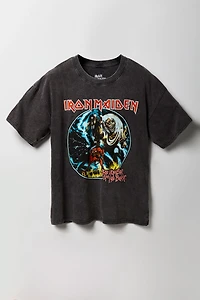 T-shirt délavé à imprimé Iron Maiden