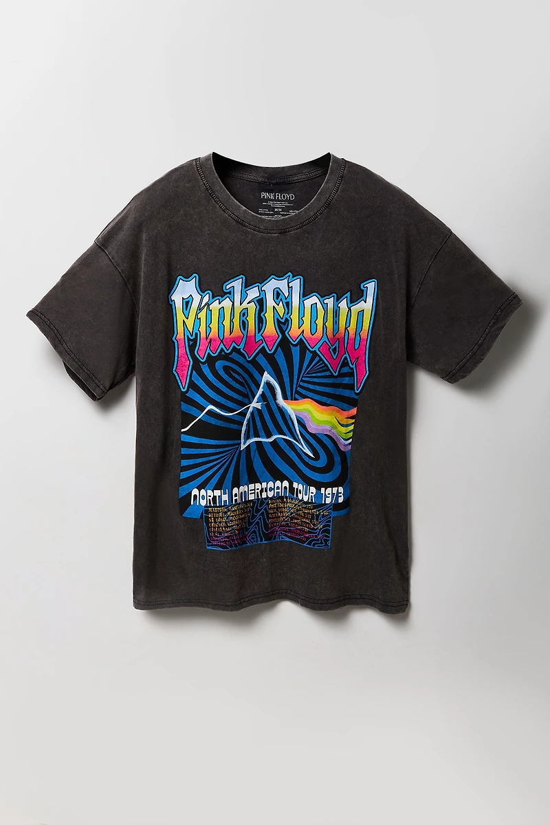 T-shirt délavé à imprimé Pink Floyd