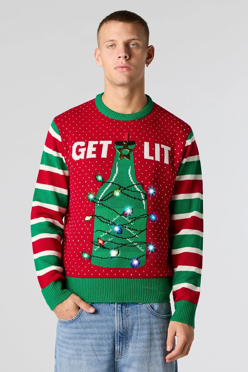 Get Lit Jacquard Knit Light-Up Christmas Sweater