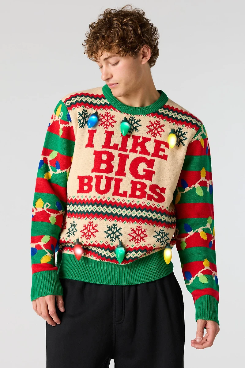 Big Bulbs Jacquard Knit 3D Christmas Sweater