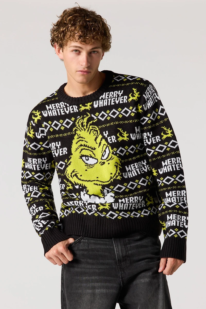 Merry Christmas Grinch Jacquard Knit Sweater