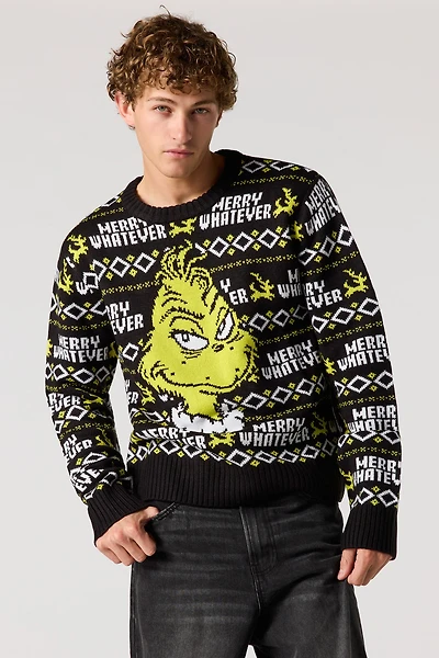 Merry Christmas Grinch Jacquard Knit Sweater