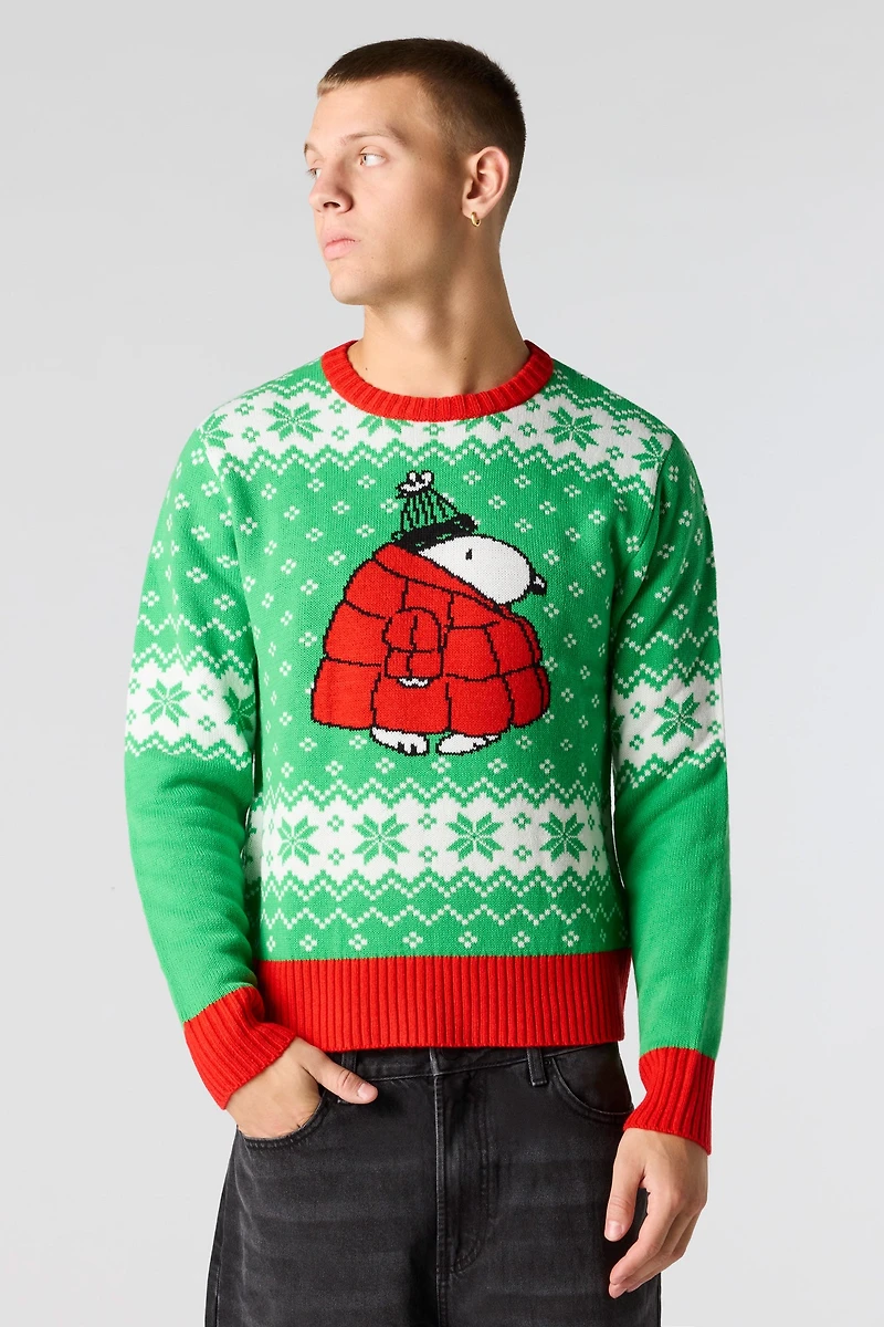 Chandail de Noël en tricot jacquard à imprimé Snoopy