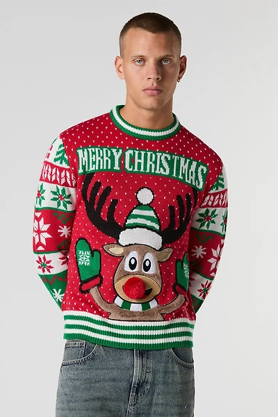 Furry Reindeer Christmas Sweater