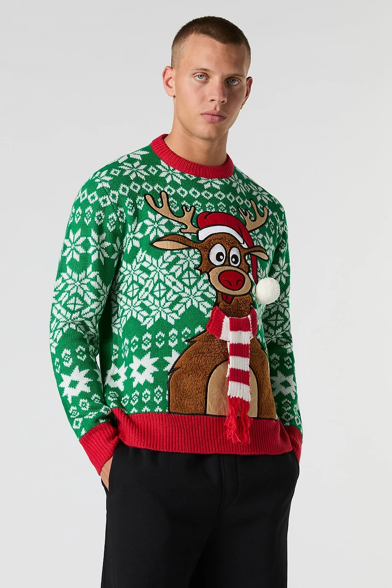Furry Reindeer Christmas Sweater