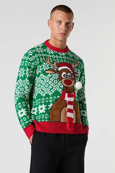 Furry Reindeer Christmas Sweater