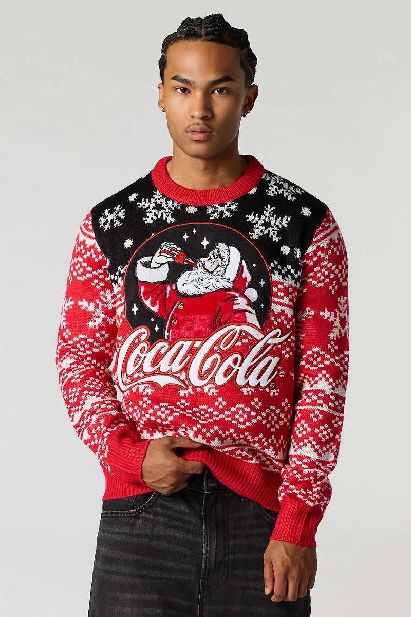 Chandail de Noël avec motif brodé Coca Cola en chenille