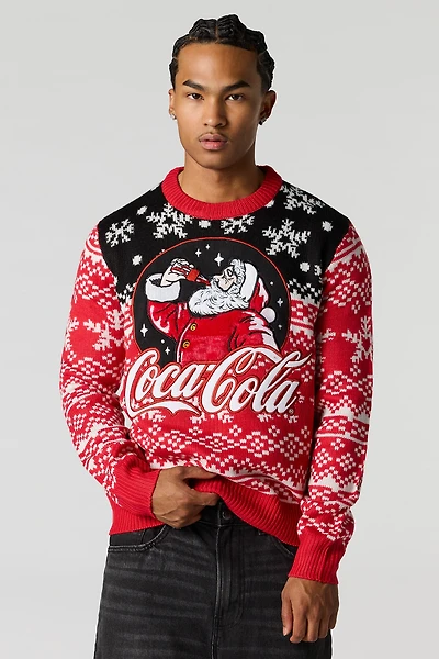Chandail de Noël avec motif brodé Coca Cola en chenille