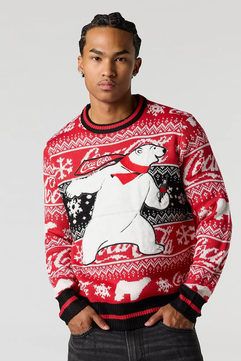 Coca Cola Chenille Embroidered Christmas Sweater