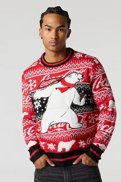 Coca Cola Chenille Embroidered Christmas Sweater