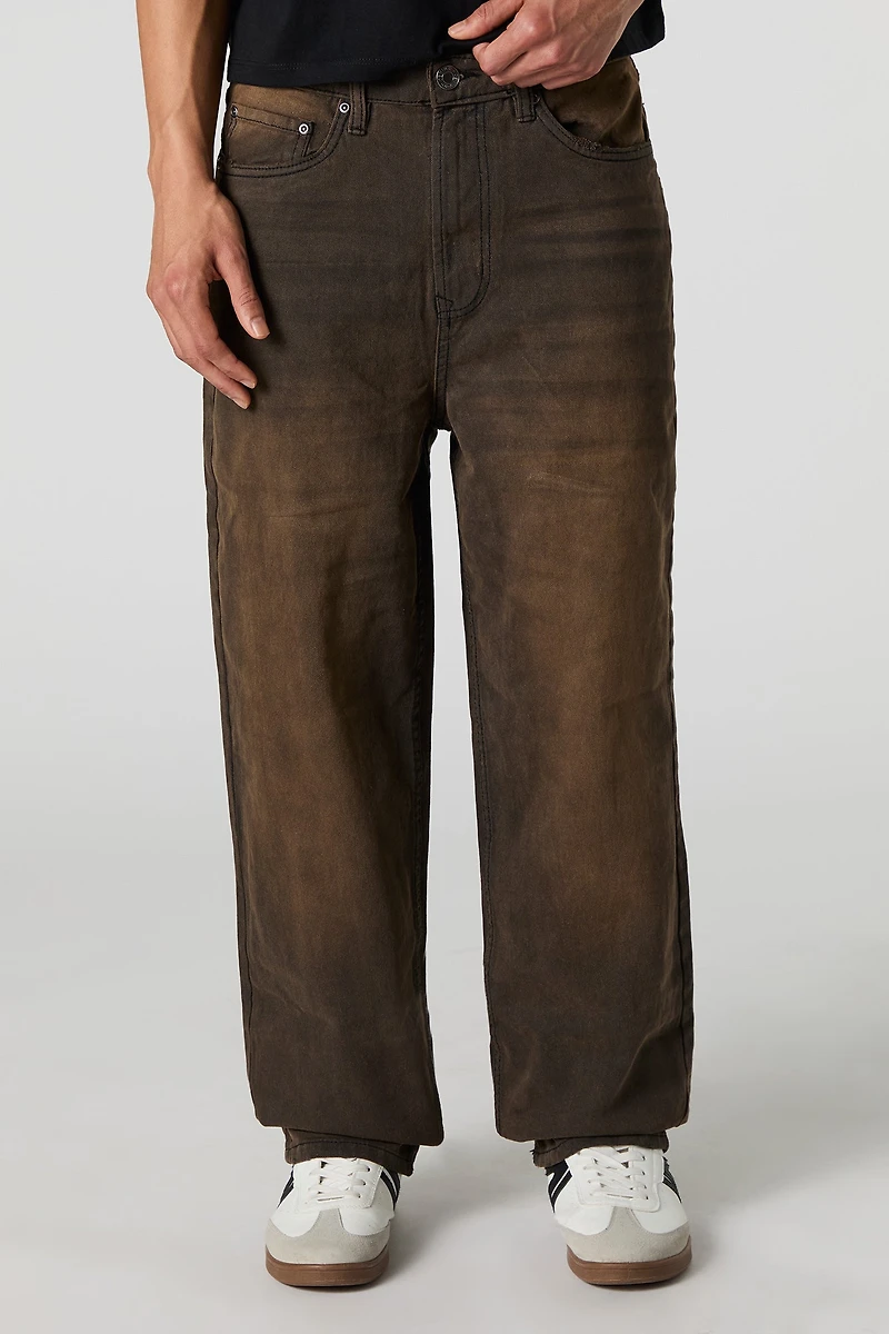 Jean baggy rigide à jambe large lavé noir