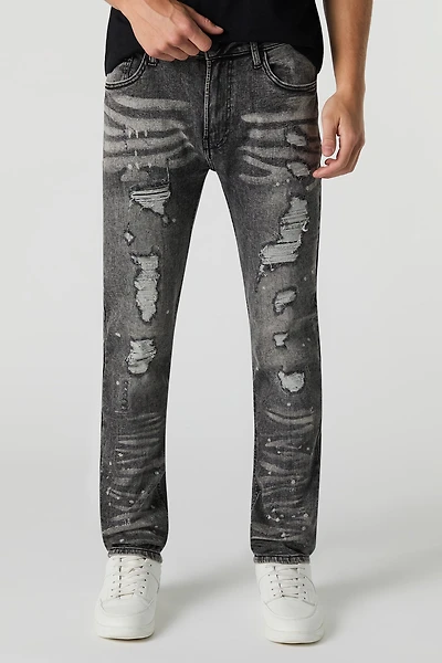 Black Distressed Slim Jean
