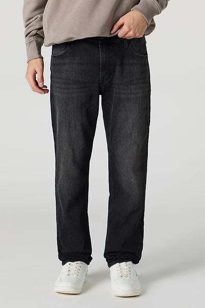 Jean sport en denim extensible délavé noir