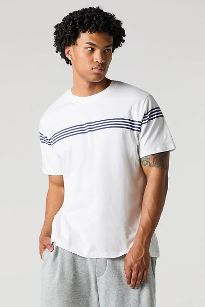 T-shirt partiellement rayé