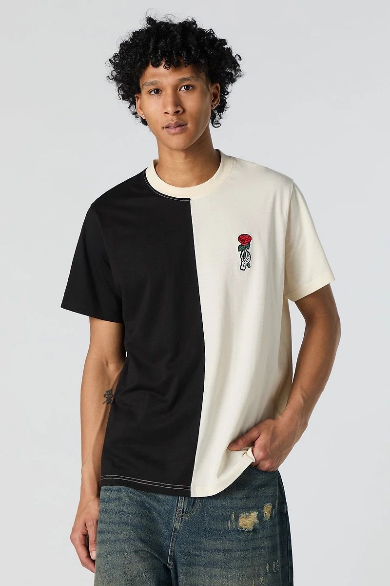 Embroidered Two Tone T-Shirt