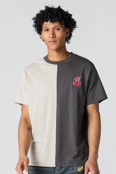 Embroidered Two Tone T-Shirt